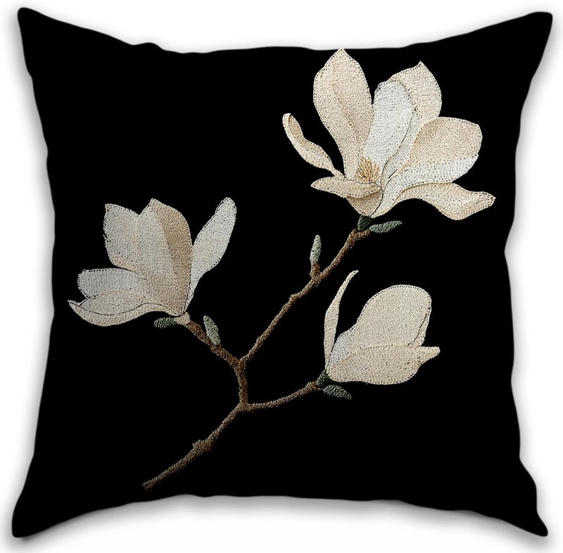RBAFAO Vintage Floral Throw Pillow Covers, Vintage Flower Pattern Double Sided Cushion Cover, Indoor and Outdoor Home Art Decor Pillowcase for Sofa or Bedroom Decor 18x18inches (Black&White, 18x18inches) - Image 1